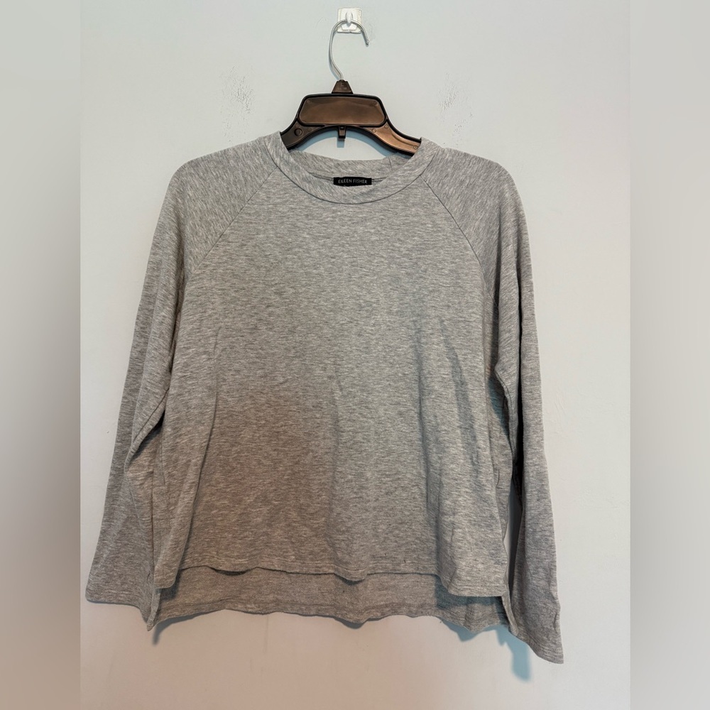 Eileen Fisher Crew Neck Sweater Womens XS Gray Long Sleeve Pullover